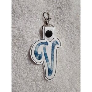 Letter V Keychain Embroidered Initial‎ Bag Charm Backpack Clip Accessory